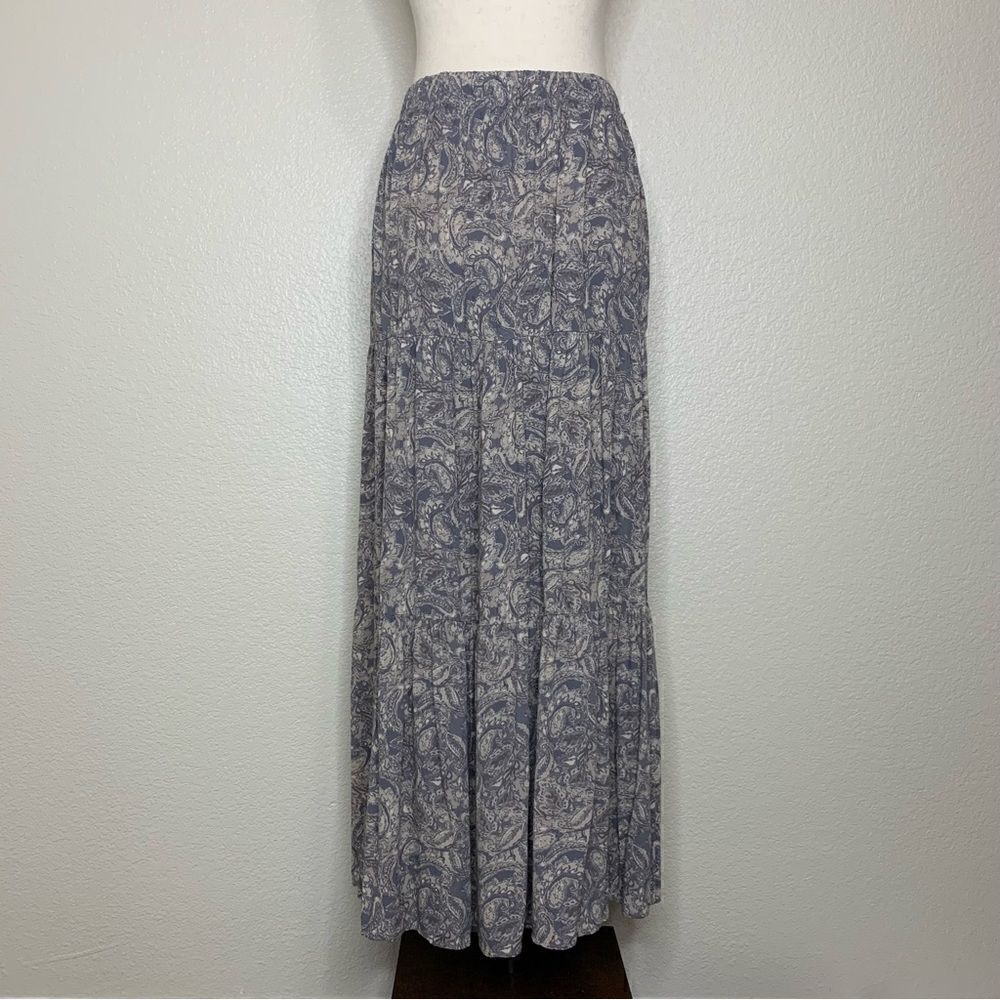 NWT Final Touch Boho Paisley Tiered Maxi Skirt, Sz Small
